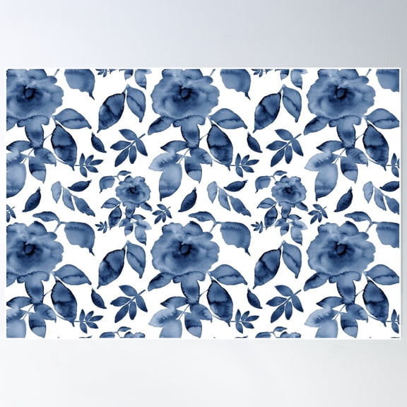 Rosie – Midnight Blue On White Poster Wall Art, Modern Wall Decor For Living Room Bedroom, 24x36 UNFRAMED