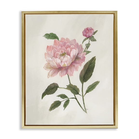 Stupell Industries Rosie Rose Flower Study Gold Framed Floater Canvas Wall Art, design by Nan, 31 x 25