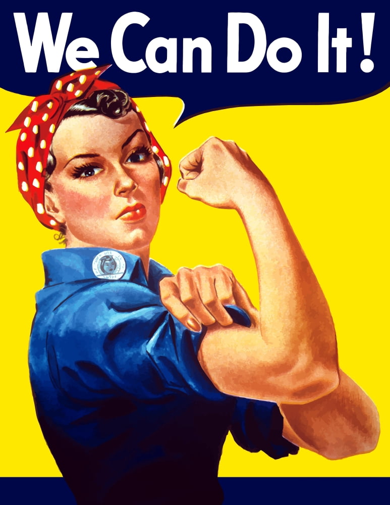 Rosie The Riveter vintage war poster from World War Two Canvas Art - John ParrotStocktrek Images (13 x 16)