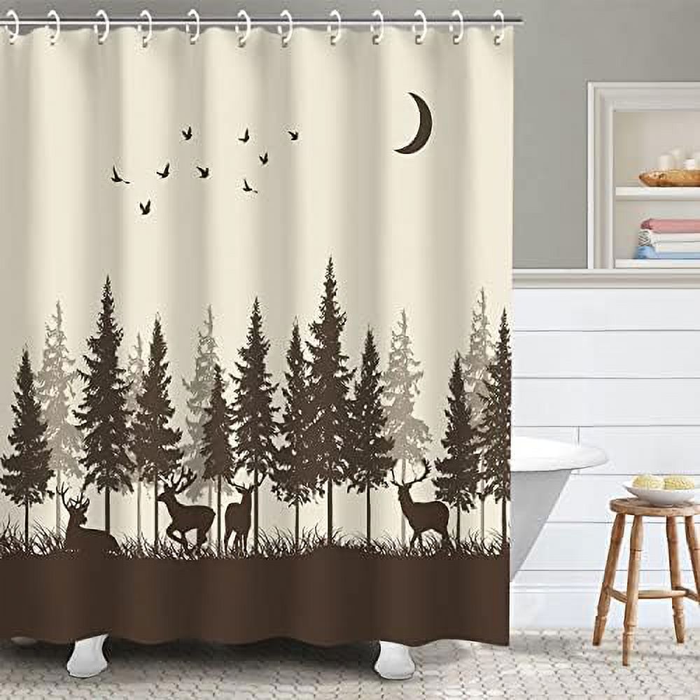 RosieLily Cabin Shower Curtain Rustic Shower Curtain Farmhouse Bear