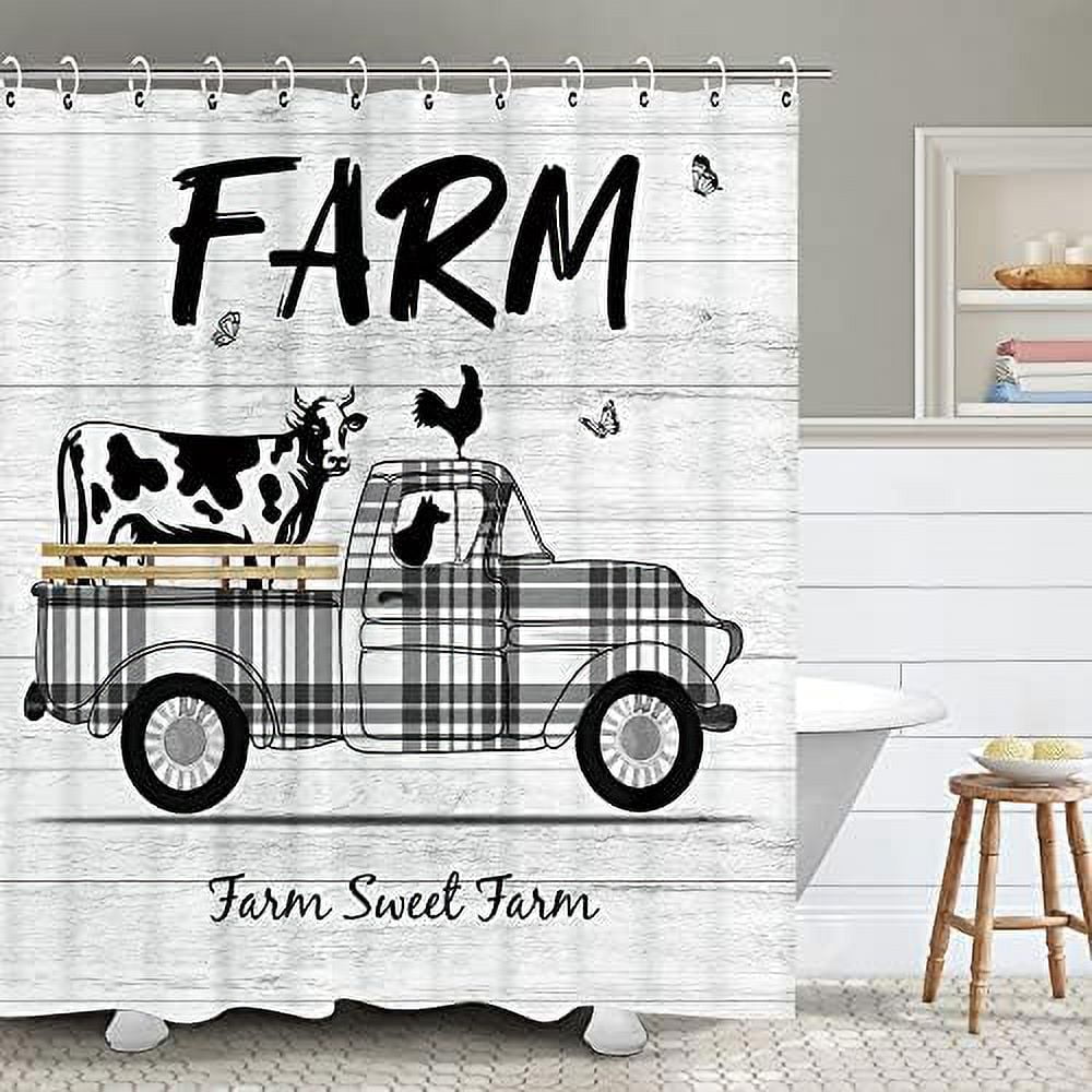 RosieLily Cabin Shower Curtain Rustic Shower Curtain Farmhouse Bear