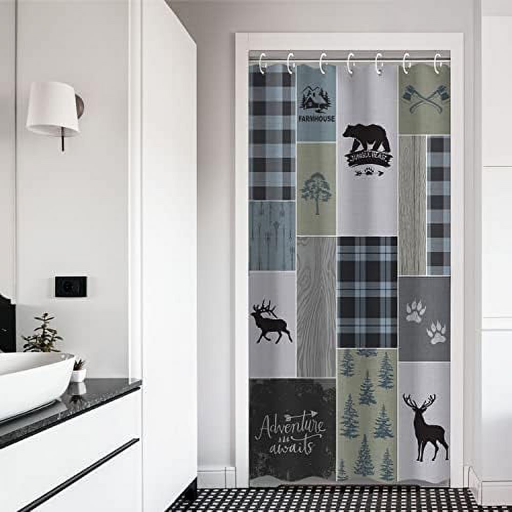 RosieLily Cabin Shower Curtain Rustic Shower Curtain Farmhouse Bear