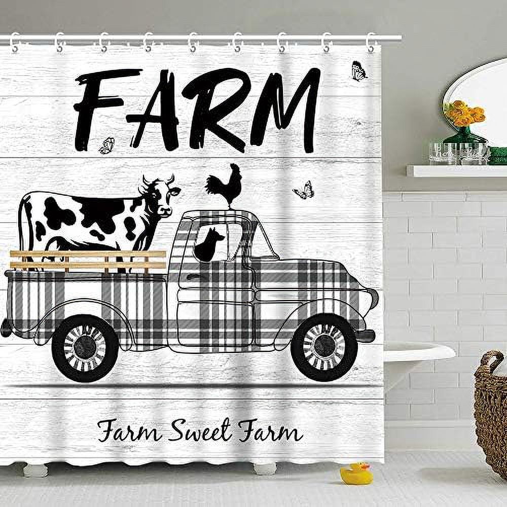 RosieLily Cabin Shower Curtain Rustic Shower Curtain Farmhouse Bear