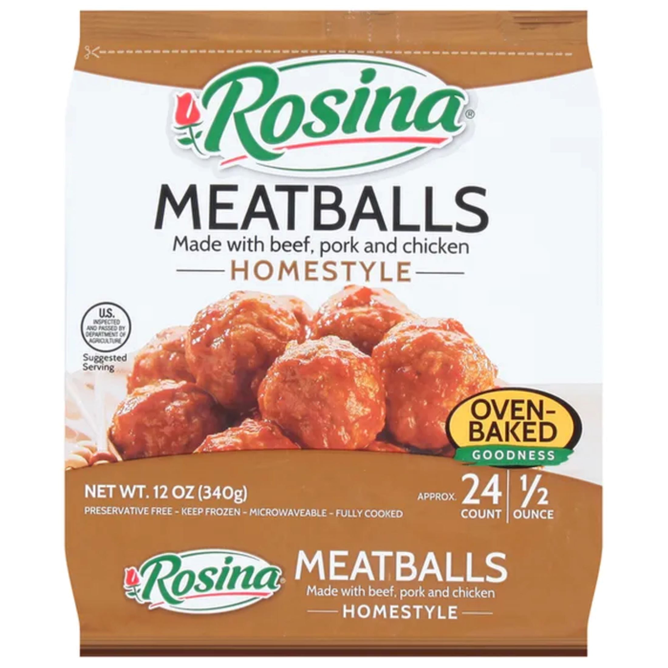 Rosina, Homestyle Meatballs, 12 oz Plastic Bag (Frozen)