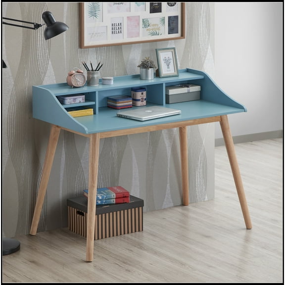 Roskilde Mid-Century Modern Wood Writing Desk with Hutch