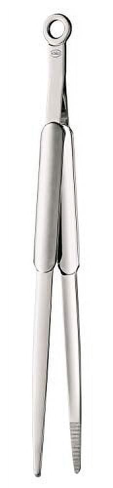 Stainless Steel Fine Tongs with Grooved Tips, 12.2-Inch