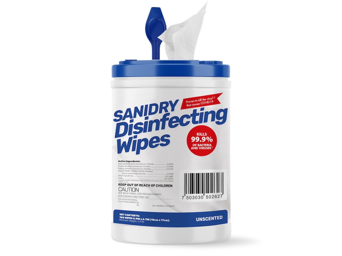 Rosmar SaniDry Disinfecting Wipes Canister - 100 Count