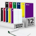 thumbnail image 1 of Rosmonde 12 Pack Bulk Spiral Steno Book, 6" x 9" Gregg Ruled Steno Notebook, Assorted Covers, 80 Sheets (160 Pages) Bulk Steno Notebooks for Writing Notes in Office, School, College, Spiral Note Pads, 1 of 8