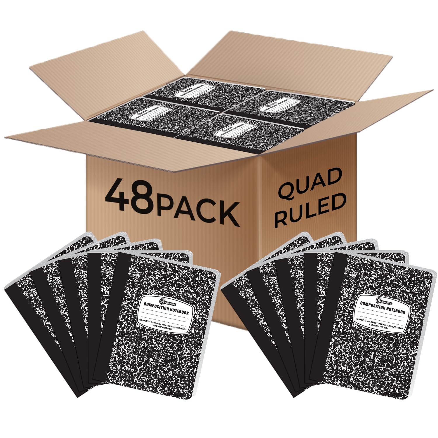 Rosmonde 48 Pack Graph Composition Notebook, 100 Sheets (200 Pgs) Graph Paper Composition for