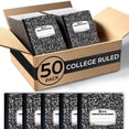 thumbnail image 1 of Rosmonde Composition Notebooks 50 Pack, College Ruled, 200 Pages (100 Sheets), 9.75 x 7.5 Inches, Black Marble Hard Cover, Bulk School Supplies, Bulk Notebooks for School, Classroom Use, 1 of 7