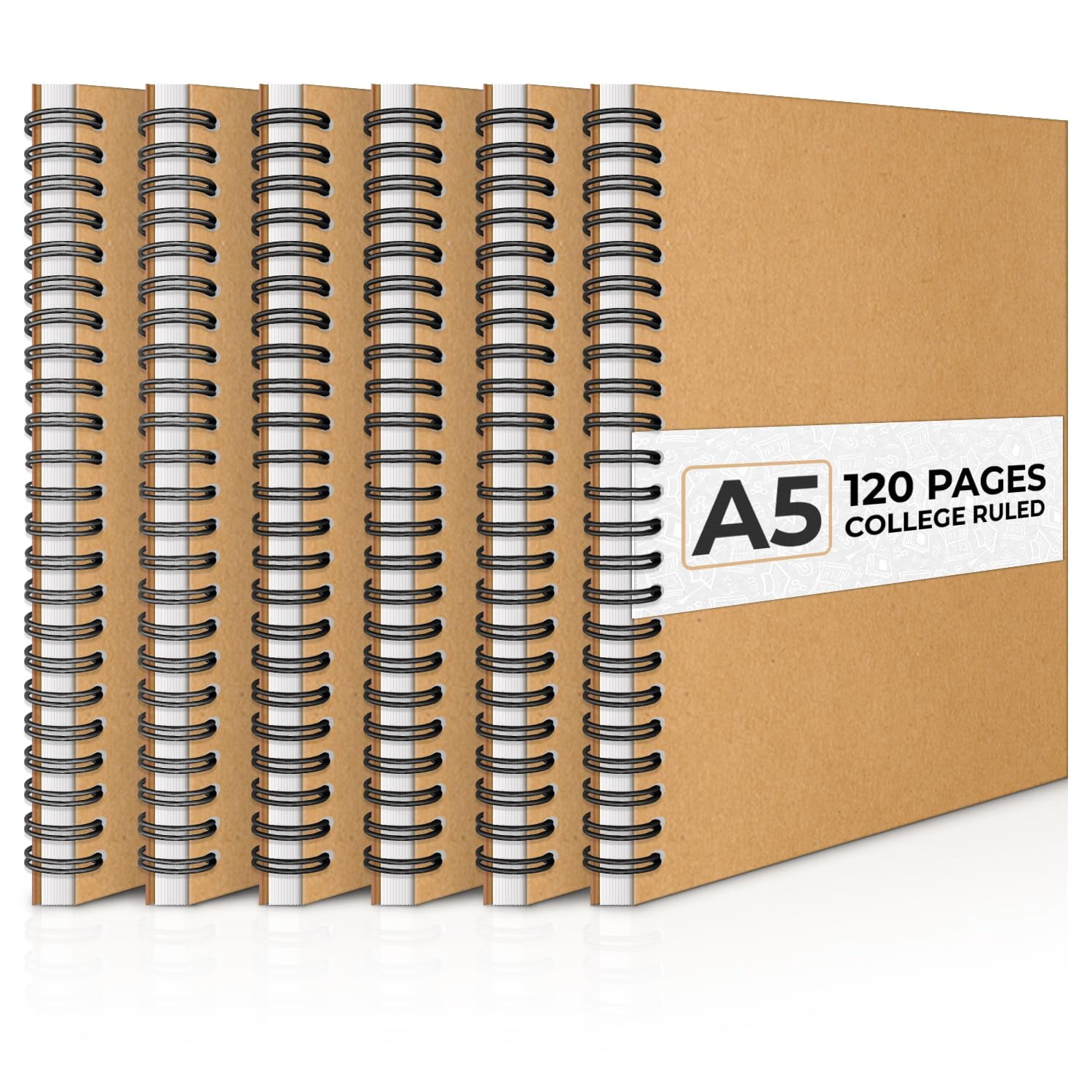 Rosmonde 6 Pack Spiral Notebook College Ruled, 5.8x8.3, 120 Pages (60 ...