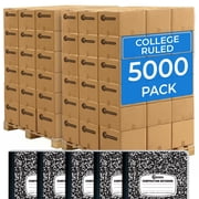 Rosmonde Composition Notebooks Bulk Pallet, 5000 Pack, College Ruled, 200 Pages (100 Sheets), 9.75 x 7.5 in, Black Marble Cover, Bulk Supplies for School Distri