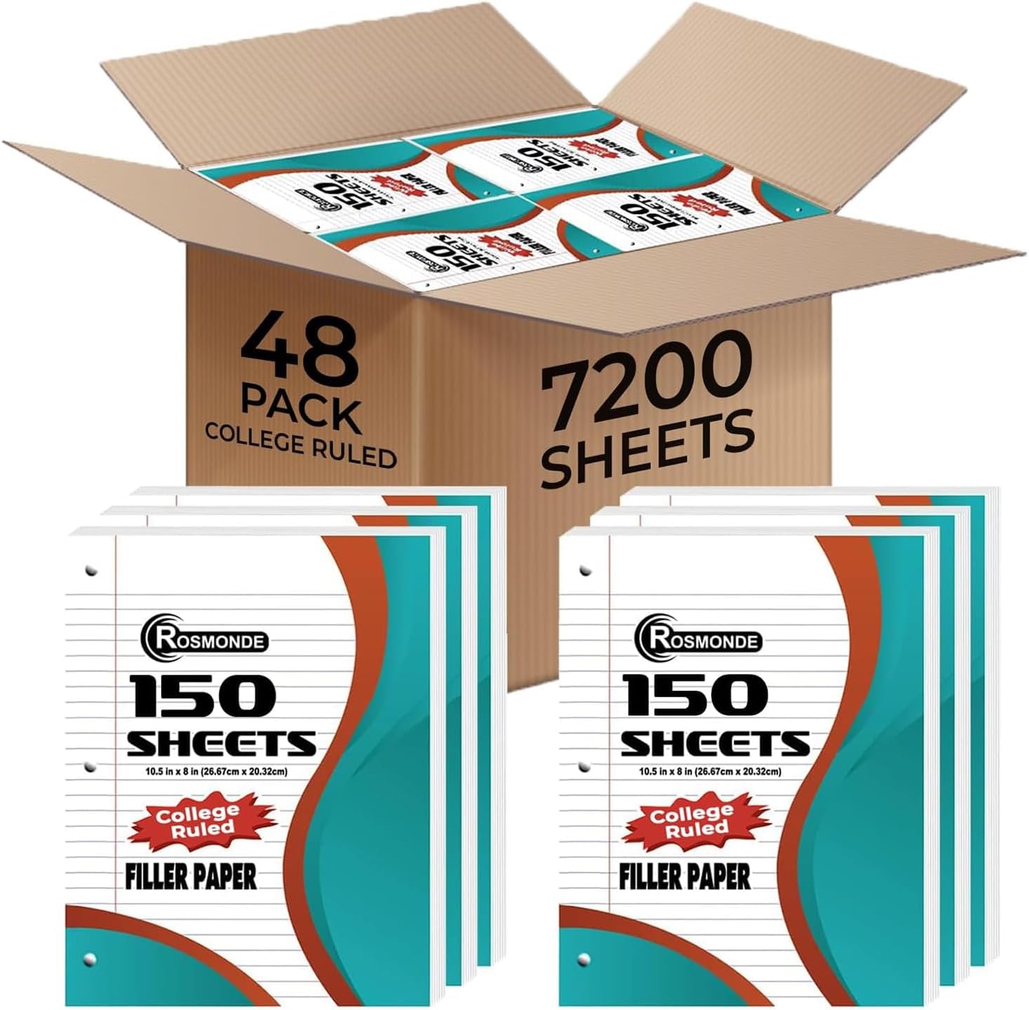 Rosmonde Loose Leaf Paper, 7200 Sheets, College Ruled Paper, Notebook ...