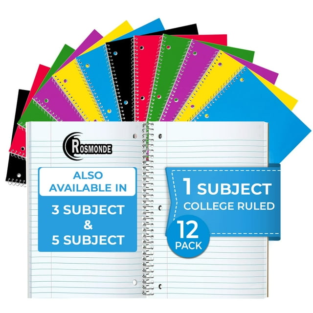 Rosmonde Spiral Notebook, 12 Pack, 1 Subject, College Ruled, 70 Sheets ...