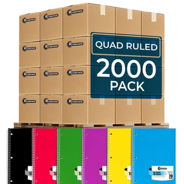 Rosmonde Spiral Notebooks Bulk Pallet, 2000 Pack, 1 Subject, Quad Ruled, 70 Sheets (140 Pages), 8 x 10.5 in, Bulk Spiral Notebooks for School & Office Use, 4–7 Day Transit