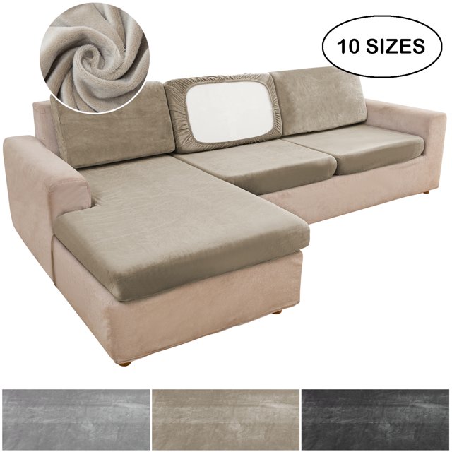 Rosnek 1 Piece Stretch Velvet Couch Cushion Cover, Extra Large Sofa ...