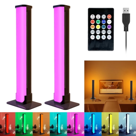 Rosnek 2 Pack RGB LED Light Bars, Music Sync USB Powered Gaming Lights Ambient Backlight for Game Room Bedroom Bookshelf TV Stand Decor, Remote Control