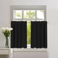 thumbnail image 1 of Rosnek 2 Panels Blackout Tiers Curtain for Small Window Rod Pocket Kitchen Curtains Room Darkening Short Curtains for Bedroom, Black, 1 of 7