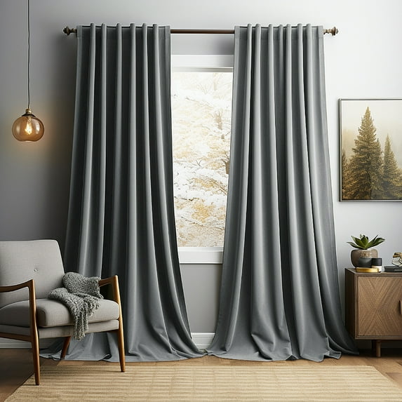 Rosnek 2 Panels Gray Velvet Curtains 120 inches, Thermal Insulated Rod Pocket Window Drapes for Living Room Soft Luxury Home Decor Curtains for Bedroom Kids Room