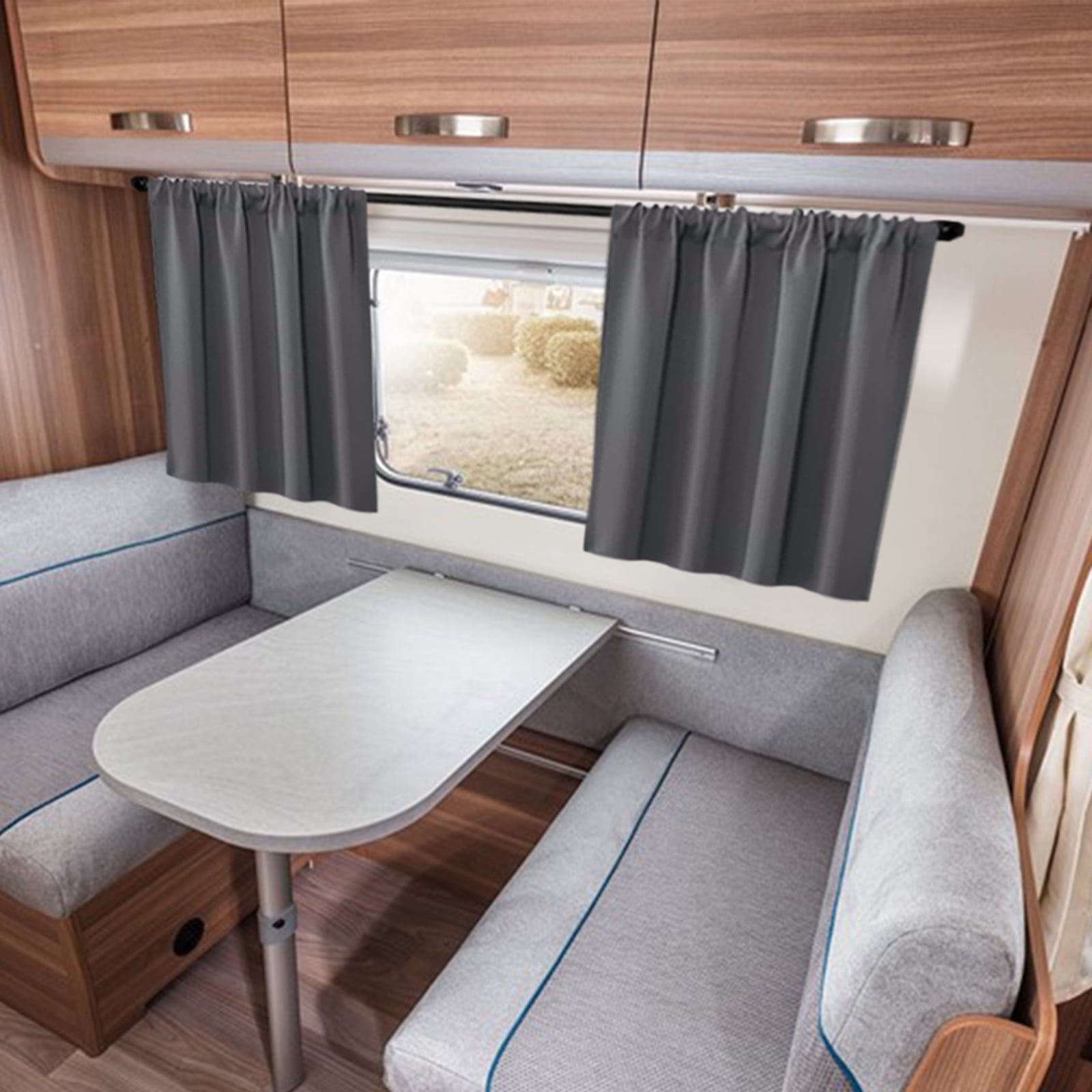 Rosnek 2 Panels RV Dinette Tier Blackout Curtains, Rod Pocket Caravans Touring Cars Short Curtains Drapes for Cabinet, Bathroom, 33"x 24"