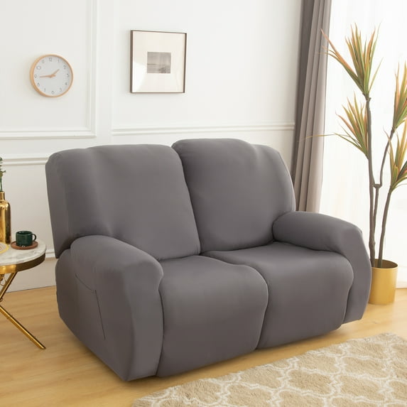 Rosnek 6-Pieces Recliner Sofa Covers Stretch Reclining Couch Covers for 2 Cushion Reclining Sofa Washable Furniture Protector with Elastic