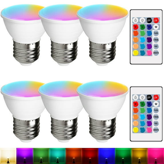 Rosnek 6Pack LED Light Bulbs, E26 E27 RGB Warm White Remote Control Color Changing Dimmable 16 Colors LED Spot Light Bulb