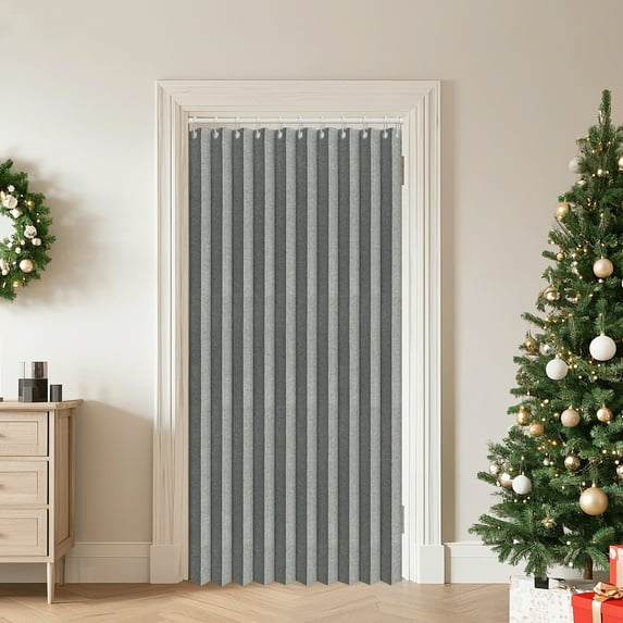 Rosnek Accordion Door Curtain with Hooks, 49"x 79" Pleated Folding Doors Curtain Privacy Doorway Curtain Sliding Door Shade for Bedroom Living Room Bathroom Closet, Gray