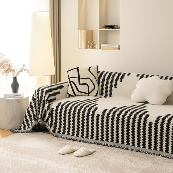 Rosnek Chenille Couch Cover Blanket, Modern Sofa Slipcover Washable Couch Covers for L-Shape Sofa Sectional Sofa Protector for Cats Dogs, 71"x 71"