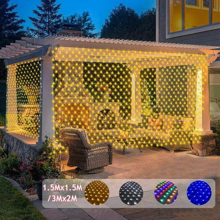 1pc LED Solar Fishing Net Lights, Outdoor Waterproof 8 Modes, Indoor And  Outdoor House Balcony Curtains Christmas Tree Decoration Lights, Parties,  Wed
