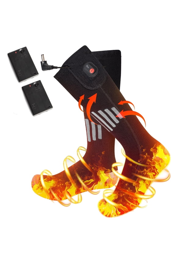 Electric Heating Socks, Heated Thermal Socks, Winter Thermal Warming Long Stocking, Cozy Heated Foot Wear, Washable Outdoor Electric Heating Socks for Camping Skating Walking