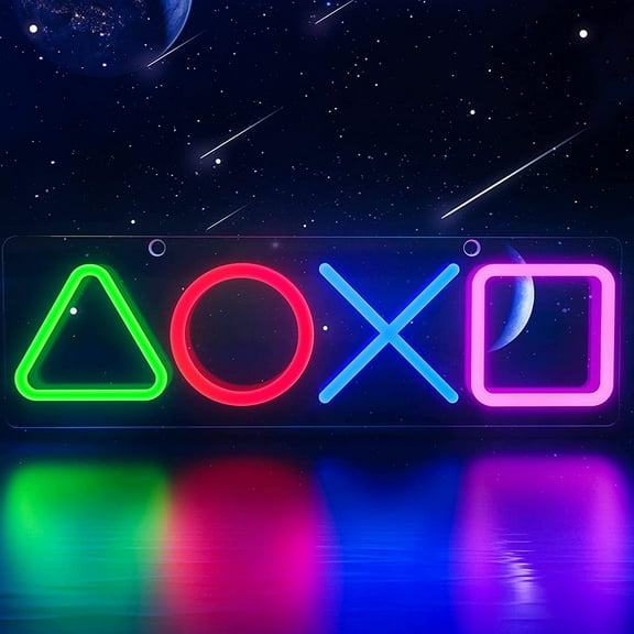 Rosnek Game Button LED Neon Signs for Wall Decor, USB Sign Light with Switch Wall Art Decorative Hanging Sign for Bedroom Gaming Room