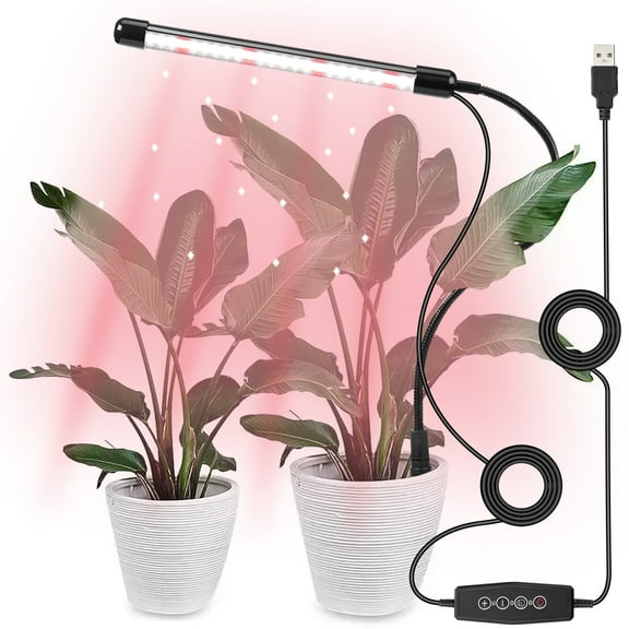 Rosnek Grow Light for Indoor Plants Growing, 6000K Full Spectrum Gooseneck Plant Lamp for Seedings Succulents Small Plants, Auto On/Off Timing & 5 Dimming