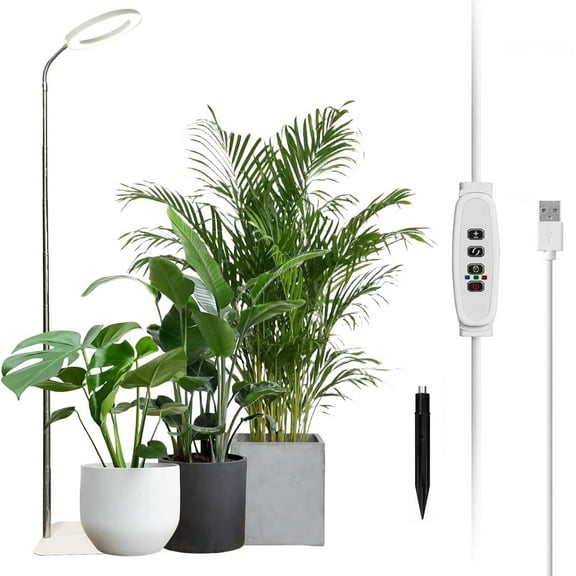 Rosnek Grow Lights for Indoor Plants with Stand, 61inch Height Adjustable Full Spectrum Plant Lights for Indoor Growing 3 Modes with Timer USB Indoor Grow Lights for High Plants