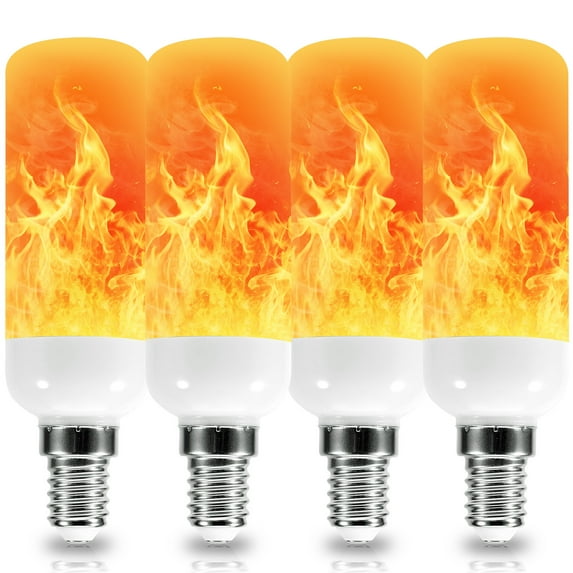 Rosnek LED Flame Light Bulb, E12/E14/E27/B22 Flickering Flame Effect Bulb Light 3 Modes, Emulation Candelabra Bulb Atmosphere Xmas Party Home Decor, 1/2/4/6/10-Pack