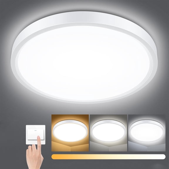 Rosnek LED Flush Mount Ceiling Light, 30W Dimmable 3 Color Temperature Ultra Thin Low Profile Flush Mount LED Ceiling Light for Home, Bedroom, Kitchen