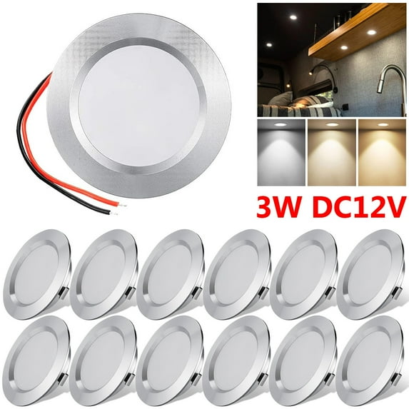 Rosnek LED Interior Lights RV Boat Recessed Ceiling Light 12V Super Slim LED Panel Light Downlights Camper Recessed Cabinet Lights for RV Boat Motorhome Sailboat Yacht Case
