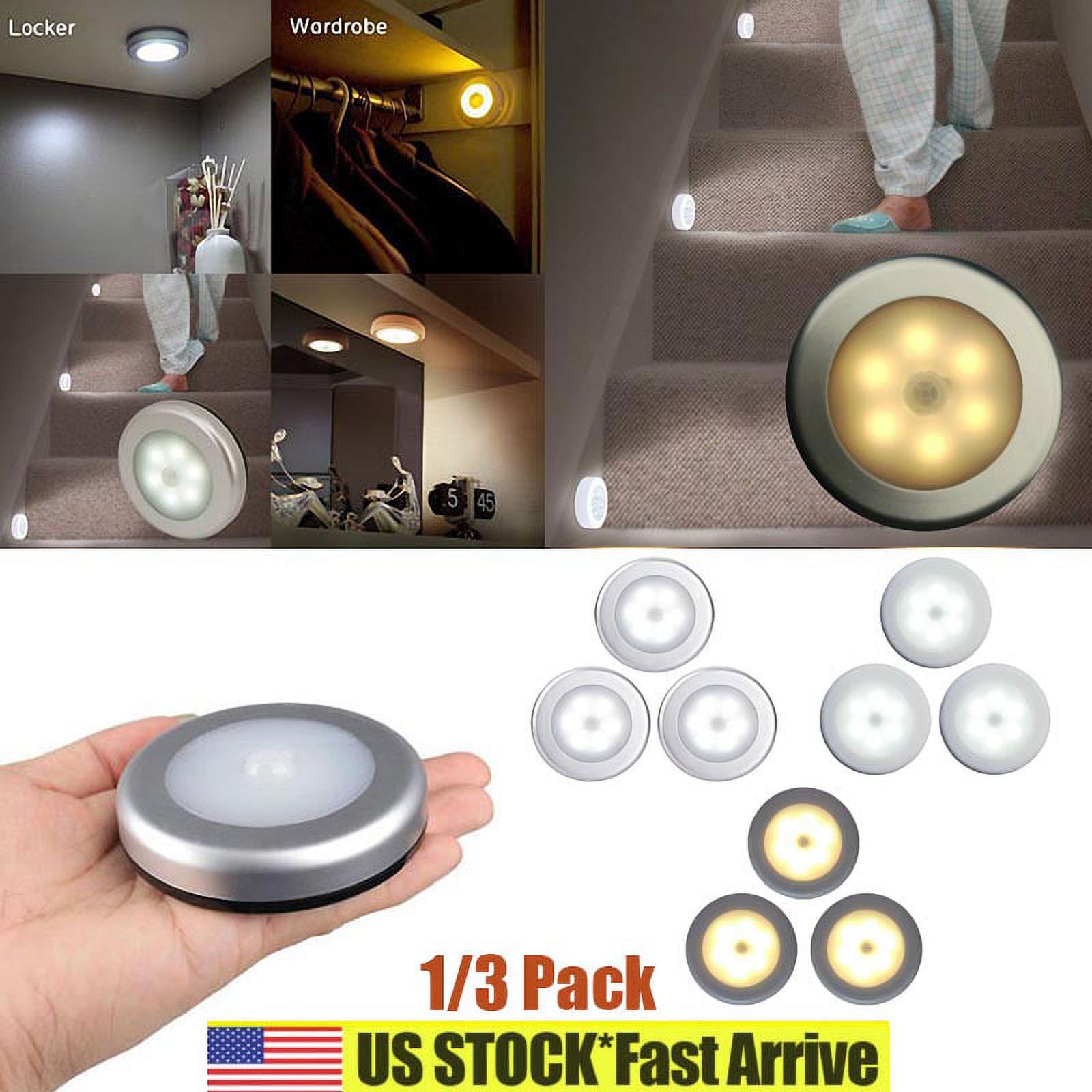 Rosnek LED Puck Lights, Motion Sensor Closet Lights, Battery Powered