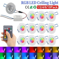 Rosnek LED Reccessed Downlights Color Changing Recessed Lighting 3W RGB Ceiling Light with Remote Control, 1 Pack