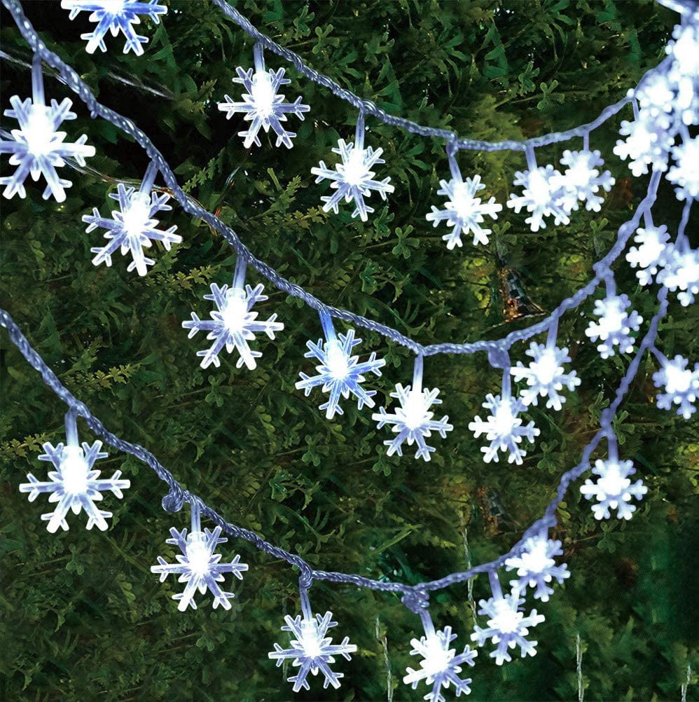 Rosnek LED Snowflake Christmas Lights, Twinkle Snowflake String Lights