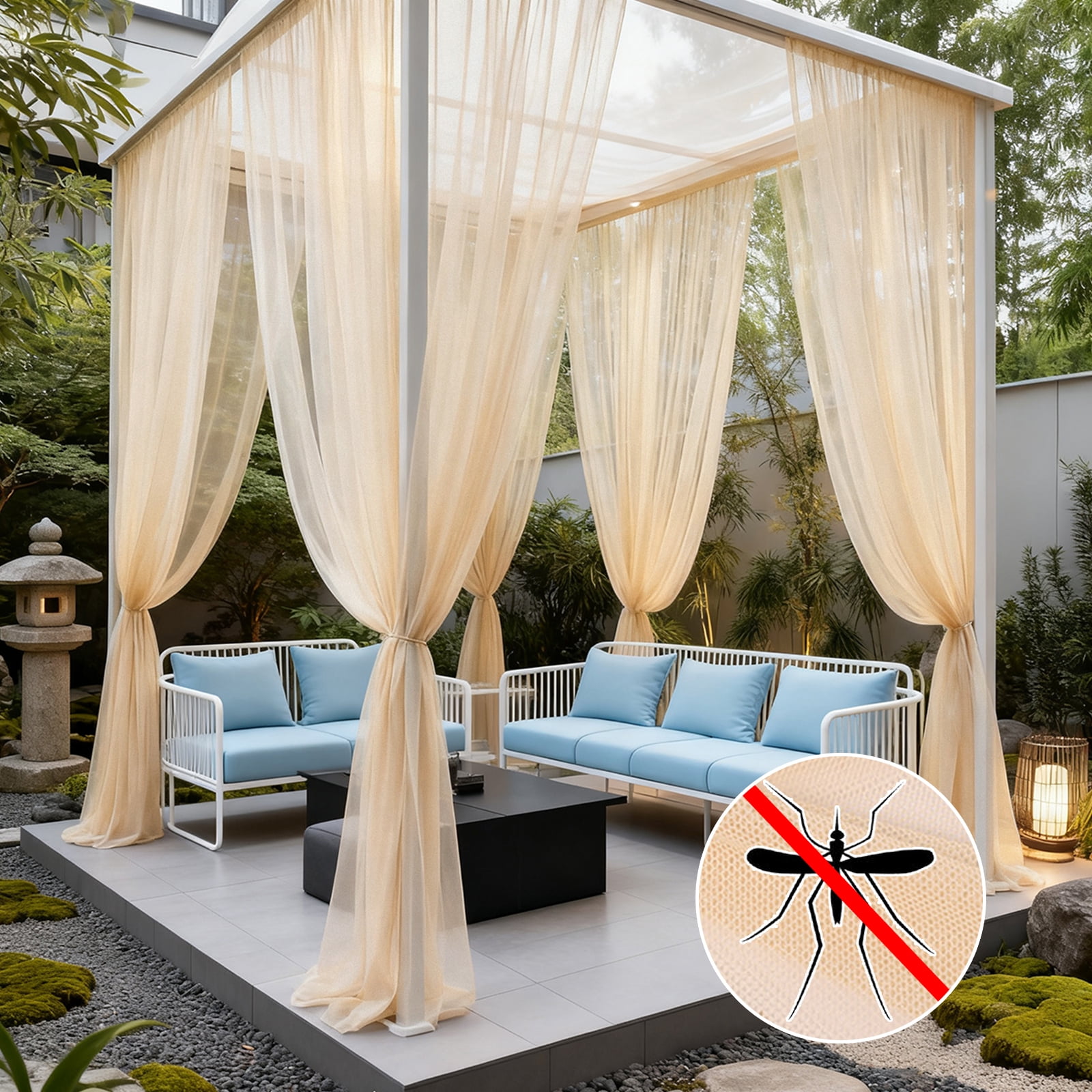 Rosnek Large Size Outdoor Mosquito Netting Curtain, DIY Cut to Size