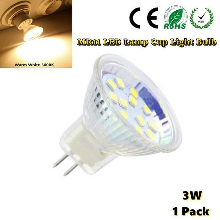 Rosnek MR11 LED Light Bulbs 3W/5W AC/DC12V-24V Halogen LED Bulbs GU4 Bi-Pin  Base 1/4/6/10 Pack 