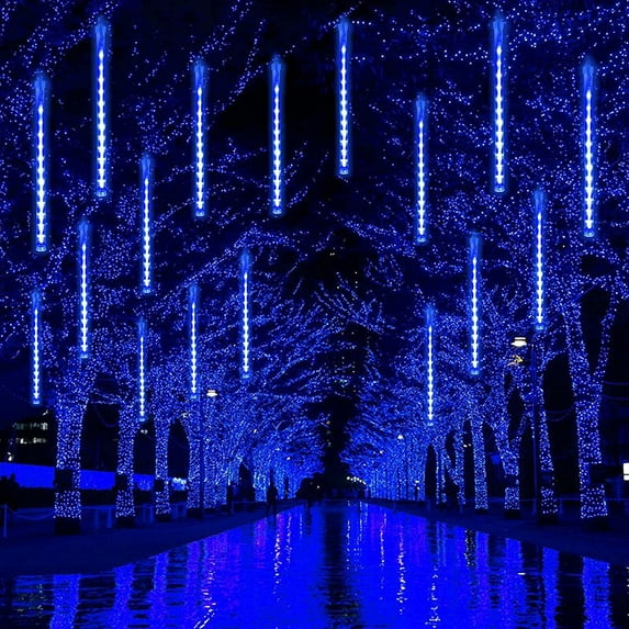 Rosnek Meteor Shower Christmas Lights Outdoor, Waterproof 8 Tubes 288 LEDs Outdoor Tree Lights for Christmas Decorations Outdoor Backyard Decor Garden Patio Xmas Decor