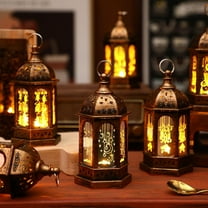 Rosnek Mini Ramadan Lantern Lights- Ramadan Candle Mubarak Lantern Ramadan Lantern Decoration- Eid Mubarak Lantern Lights for Home Wall Window Tabletop Patio Decor
