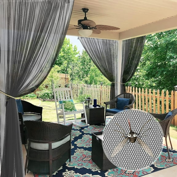 Rosnek Mosquito Netting for Patio, 5.2x7Ft Lightweight Garden Mesh Screen Barrier Patio Netting for Balcony Porch DIY Size Adjustable Outdoor Curtains, 1 Panel, Black