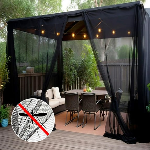 Rosnek Mosquito Netting for Outdoor Patio, Lightweight Outdoor Curtains Mosquito Screen Mesh DIY Size Adjustable for Patio Porch Garden, 1 Panel