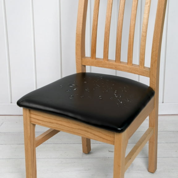 Rosnek PU Leather Chair Seat Cover Square Chair Cushion Cover Waterproof Stretch Dining Chair Slipcover Protctor
