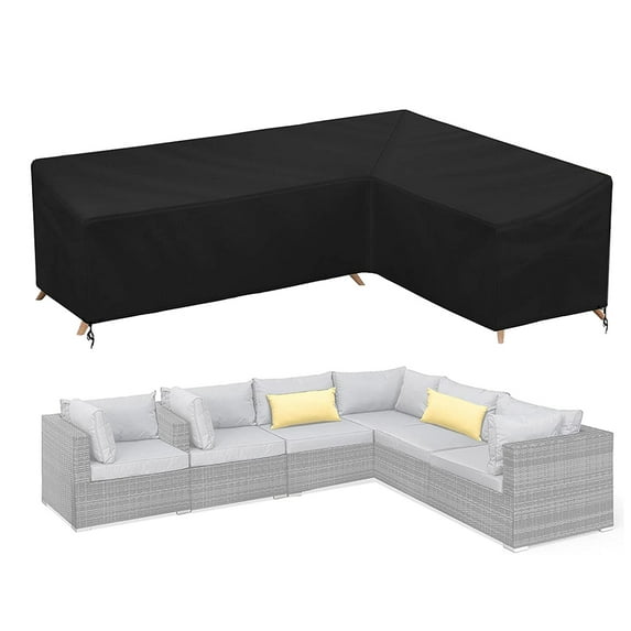 Rosnek Patio L-Shaped Furniture Covers, Waterproof Outdoor Sectional Sofa Cover, Dustproof Windproof Anti-UV Garden Couch Protector