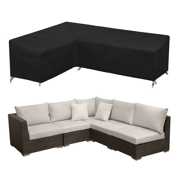 Rosnek Patio V-Shaped Furniture Covers, Waterproof Outdoor Sectional Sofa Cover, Dustproof Windproof Anti-UV Garden Couch Protector