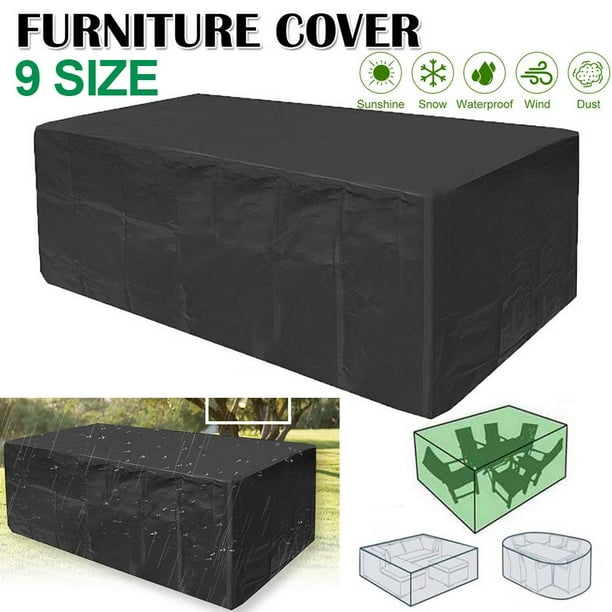 Rosnek Rectangular Patio Heavy Duty Table Cover, Waterproof Outdoor Dining Table and Chairs Cover Patio Furniture Covers, Black
