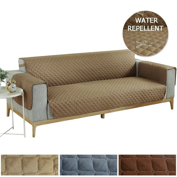 Rosnek Reversible Quilted Sofa Cover Water Resistant Slipcover Furniture Protector Washable Couch Cover, Camel